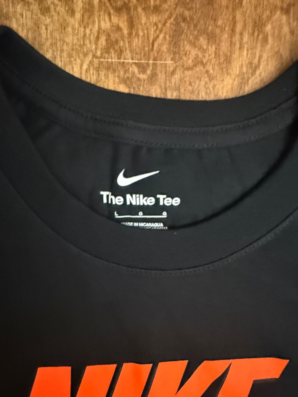 Nike Men’s Black Short Sleeve Tee with Orange Swoosh Multicolor Graphic Size L - Picture 8 of 16